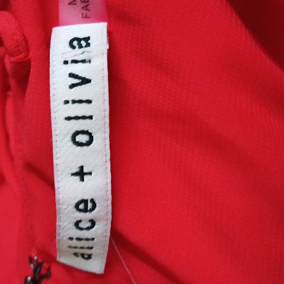 Alice + Olivia Susana Strappy Faux Wrap High Low Red Dress with Belt - Picture 2 of 8